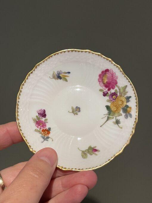 Antique Royal Copenhagen Saxon Flower Tiny Hand Painted Espresso Cup And Saucer - Image 5
