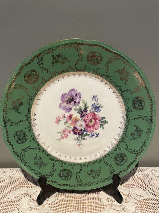 Stunning large Czech Floral Cabinet Plate With heavily Gilt Trim
