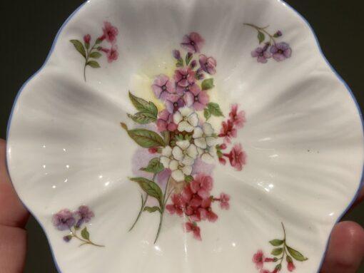 Vintage Shelley Stocks Pattern Butter / Trinket Dish With Blue Trim - Image 2