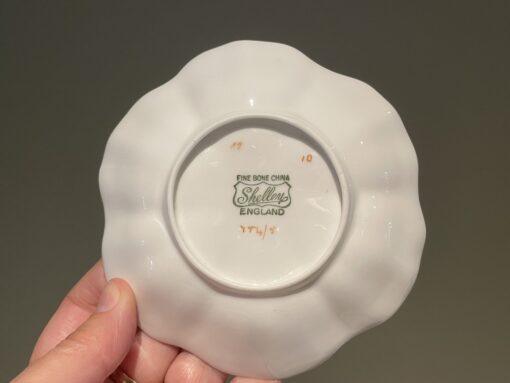 Vintage Shelley Stocks Pattern Butter / Trinket Dish With Blue Trim - Image 3