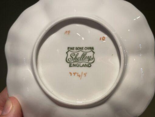 Vintage Shelley Stocks Pattern Butter / Trinket Dish With Blue Trim - Image 4