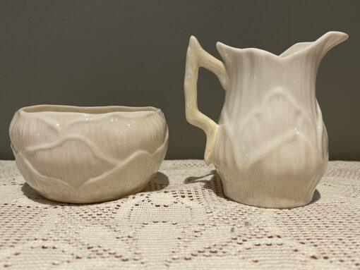 Vintage Belleek Irish Porcelain Sugar And Creamer - Lily Pattern - 6th Mark - Image 3