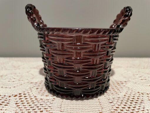 Antique Sowerby Amethyst / Purple Glass Basket Shaped Posy Vase