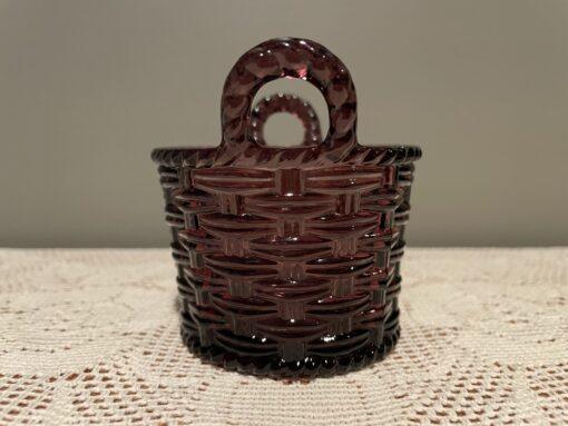 Antique Sowerby Amethyst / Purple Glass Basket Shaped Posy Vase - Image 2