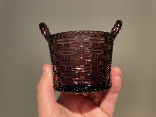 Antique Sowerby Amethyst / Purple Glass Basket Shaped Posy Vase - Image 3