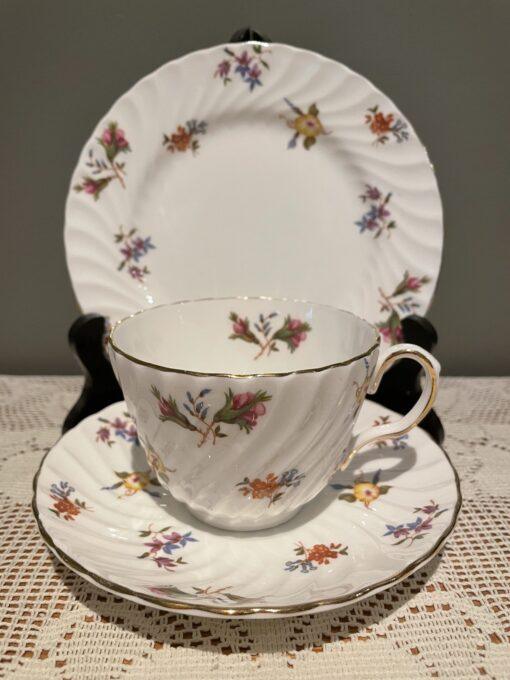 Vintage Aynsley Gaiety Pattern Floral Gilt Trio