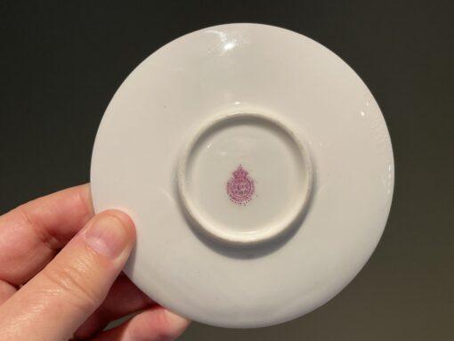 Antique Royal Worcester Rosebud Espresso Duo with Gilt Interior - 1913 - Image 5