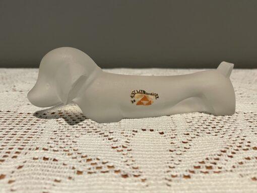Art Deco Leerdam Frosted Crystal Dachshund Figurine / Paperweight