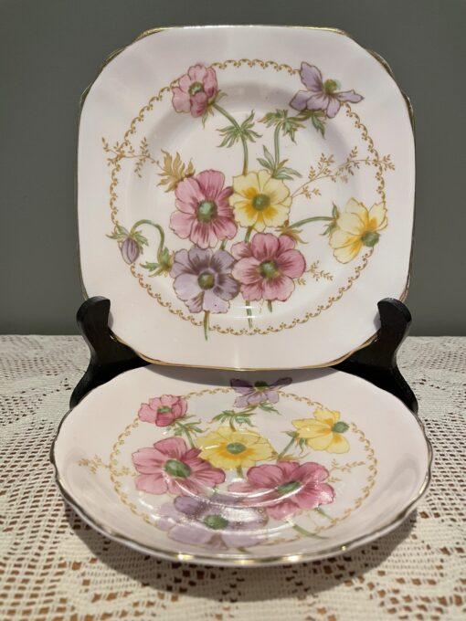 Vintage Tuscan Hand Painted Anemone Trio On Pink - Image 4
