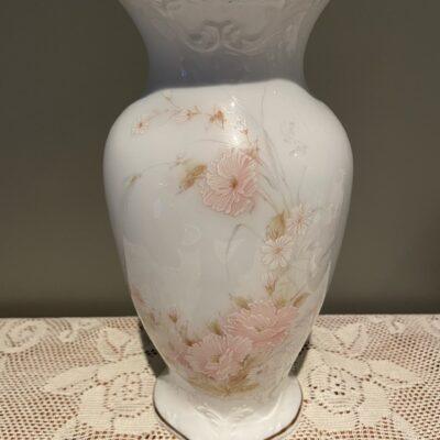Large Limoges Peach Floral Vase - Hand Acented