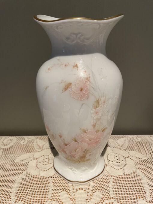 Large Limoges Peach Floral Vase - Hand Acented