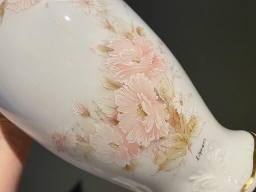 Large Limoges Peach Floral Vase - Hand Acented - Image 2