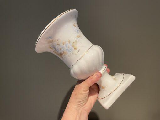 Large Limoges Blue Floral Urn Shaped Vase - Hand Accented - Image 4