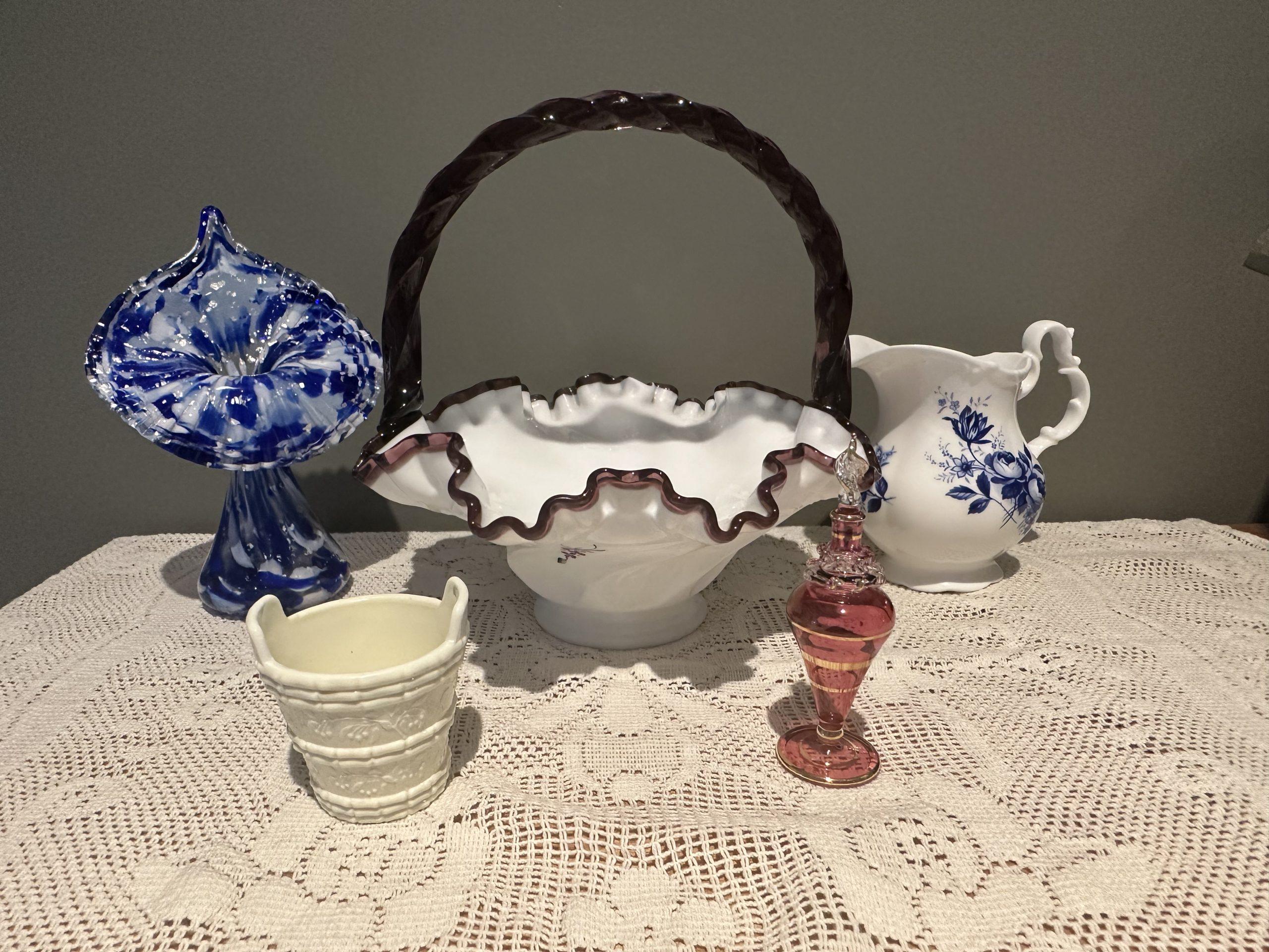 Sneak Peek For The Week – Fenton Family Signature Series, Royal Albert, Egyptian Art Glass, Antique Sowerby Uranium Glass, Jack In The Pulpit Vase