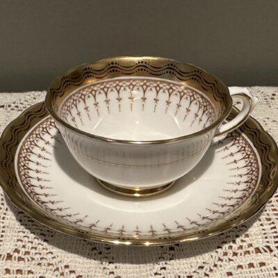 Vintage Tuscan Heavily Gilt Demitasse Cup And Saucer