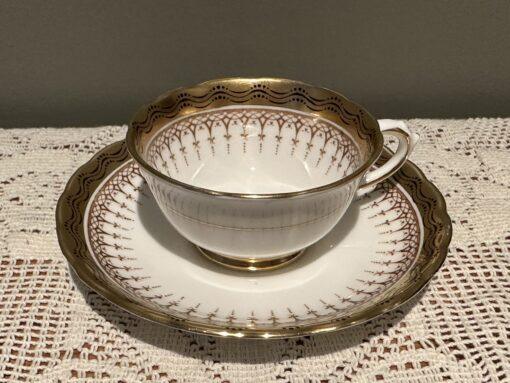 Vintage Tuscan Heavily Gilt Demitasse Cup And Saucer
