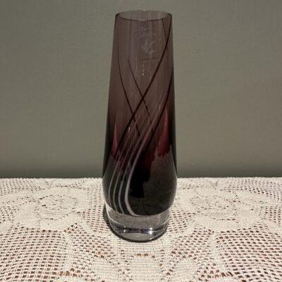 Caithness Spinningdale Rainbow Striped Amethyst Art Glass Vase With Original Label