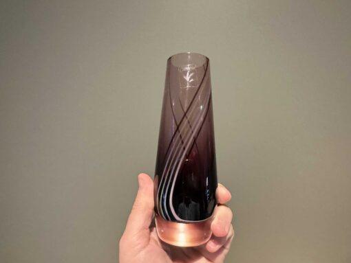 Caithness Spinningdale Rainbow Striped Amethyst Art Glass Vase With Original Label - Image 3