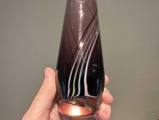 Caithness Spinningdale Rainbow Striped Amethyst Art Glass Vase With Original Label - Image 5