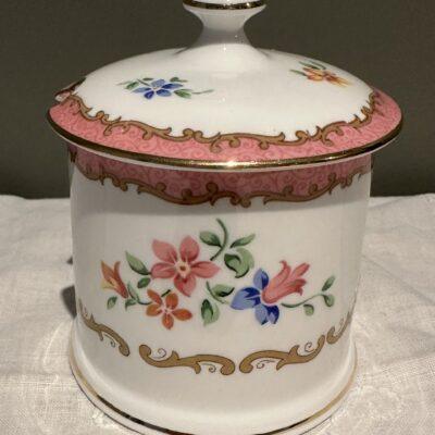 Crown Staffordshire Lidded Sugar Or Condiment Jar - Hand Painted