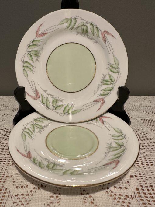 Vintage Aynsley White And Green Trio With Windswept Grasses Pattern - Image 4