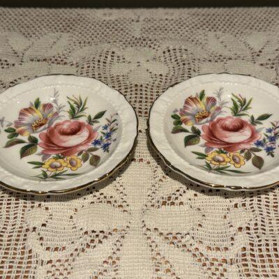 Paragon Pair Of Lovely Vintage Floral Butter / Trinket Dishes