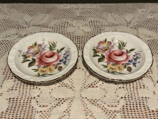 Paragon Pair Of Lovely Vintage Floral Butter / Trinket Dishes