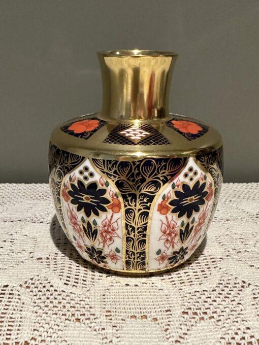 Royal Crown Derby Old Imari Solid Gold Bands Squat Vase