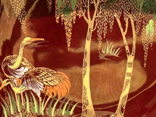 Stunning Carlton Ware Rouge Royal Stork Pattern Bowl With Gilt Trim - Image 2