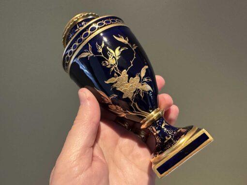 Antique Royal Crown Derby Pair Of Cobalt Blue Vases With Raised Gilding c1900 - Image 3