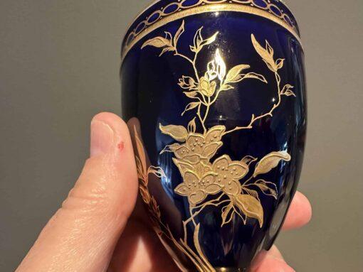 Antique Royal Crown Derby Pair Of Cobalt Blue Vases With Raised Gilding c1900 - Image 4