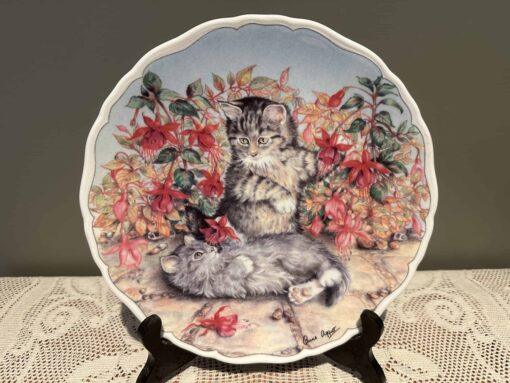 Royal Albert Cats At Play Display Plate - Garden Games - Anne Aggett