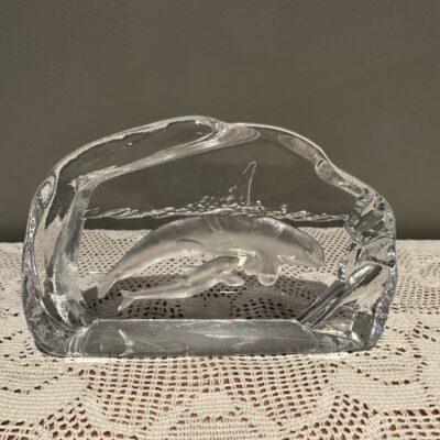 Stunning Dartington Crystal Orca / Killer Whale Paperweight Or Figurine in Box