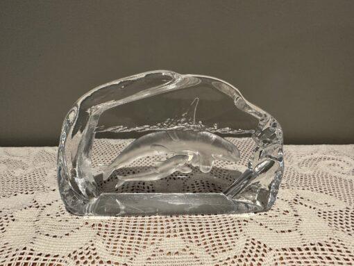 Stunning Dartington Crystal Orca / Killer Whale Paperweight Or Figurine in Box