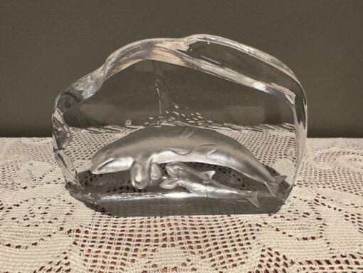 Stunning Dartington Crystal Orca / Killer Whale Paperweight Or Figurine in Box - Image 2