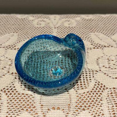 Murano Bullicante Controlled Bubble Shell Form Art Glass Trinket Bowl