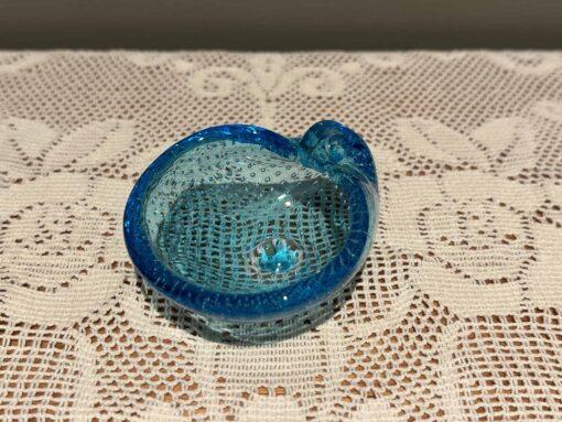 Murano Bullicante Controlled Bubble Shell Form Art Glass Trinket Bowl