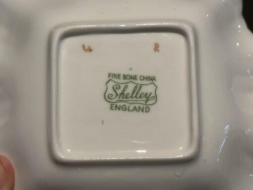 Shelley Bone China Fluted Floral Butter Dish With Green Trim - Image 4