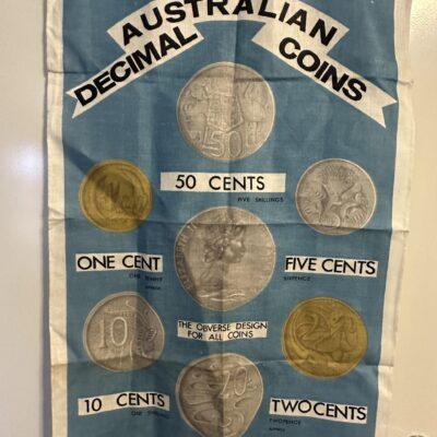 Lamont Irish Pure Linen Vintage Tea Towel - Australian Decimal Coins