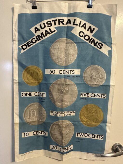 Lamont Irish Pure Linen Vintage Tea Towel - Australian Decimal Coins