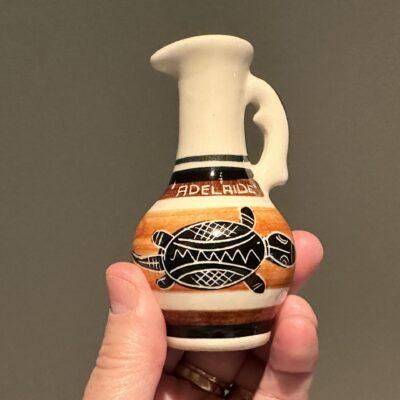 Miniature Florenz Pottery Australia Jug - Indigenous Motifs - Souvenir Of Adelaide