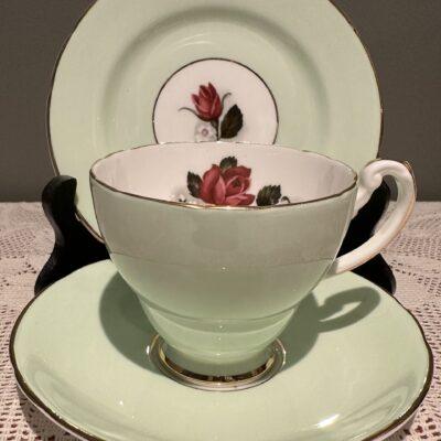 Vintage Hammersley Mint Green Trio With Rose
