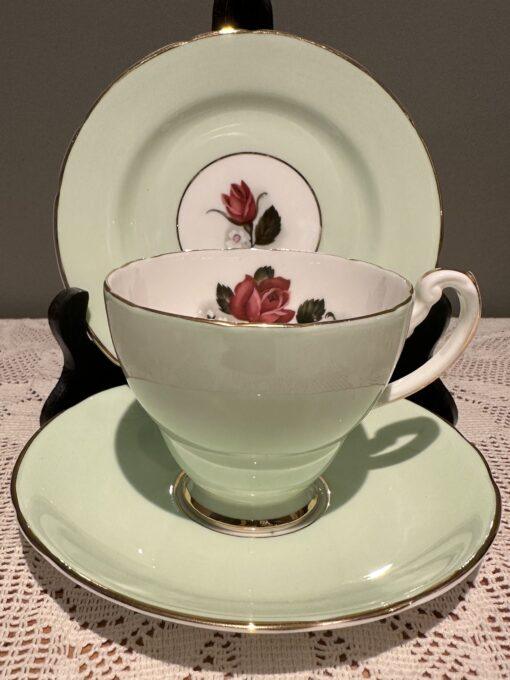 Vintage Hammersley Mint Green Trio With Rose