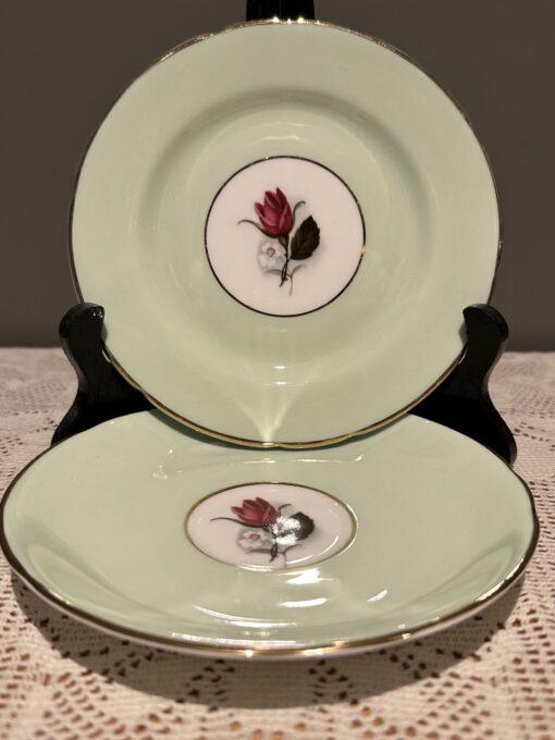 Vintage Hammersley Mint Green Trio With Rose - Image 5