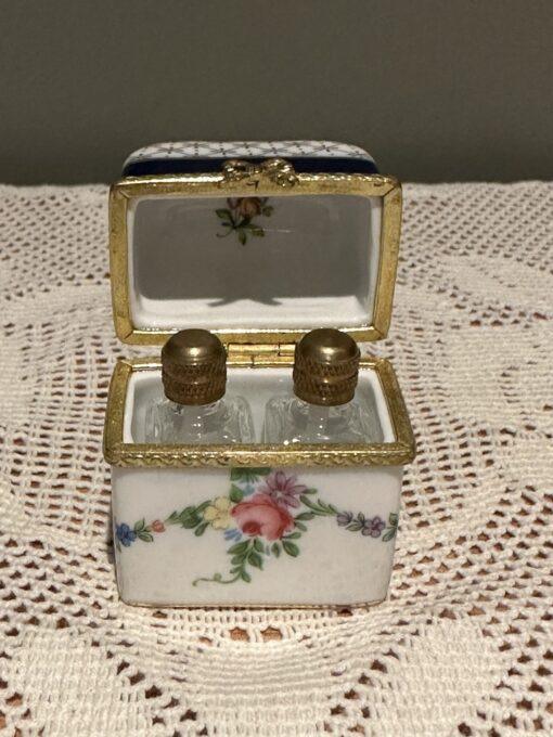 Past Times Miniature Casket / Trinket Box With Two Miniature Scent Bottles