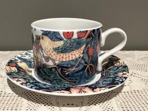 Spode Morris And Co Strawberry Thief Drum Cup And Saucer Set In Box