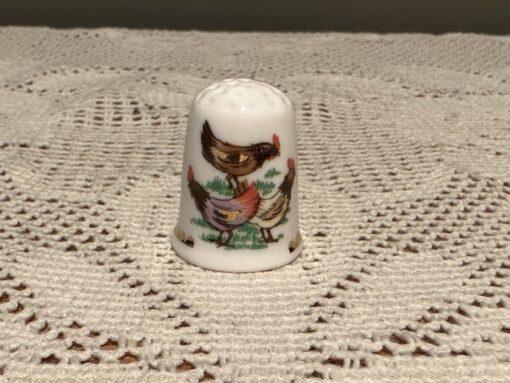 Queen's Bone China Christmas Xmas Hand Painted Thimble - Three French Hens - Boxed