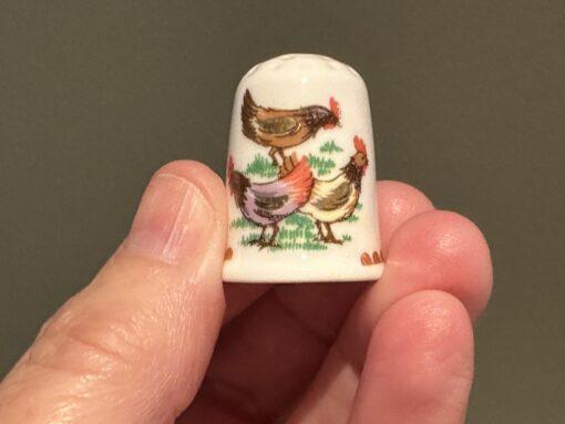 Queen's Bone China Christmas Xmas Hand Painted Thimble - Three French Hens - Boxed - Image 3