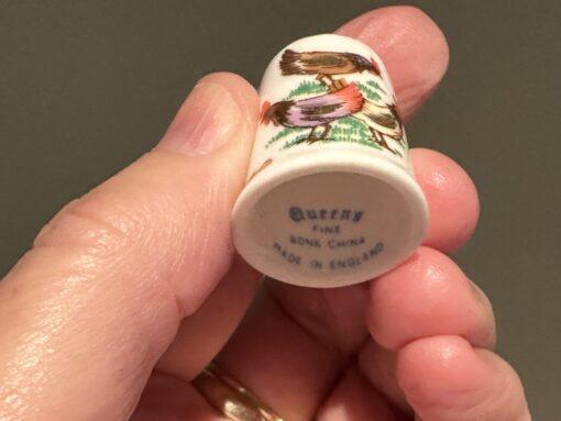 Queen's Bone China Christmas Xmas Hand Painted Thimble - Three French Hens - Boxed - Image 4