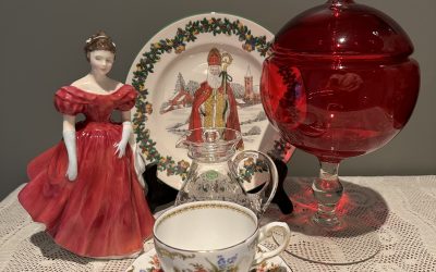 Sneak Peek For The Week – Royal Doulton Winsome Figurine, Small Stuart Crystal Grapevine Lidded Jug, Spode Christmas Plate, Large Ruby Lidded Bonbon Jar, Tuscan Windsor Demitasse Duo